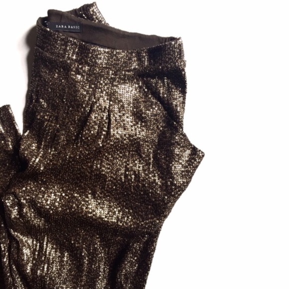Zara Bronze Sequined Harem Pants / Joggers Size S - Picture 4 of 11